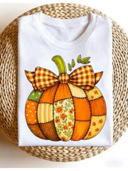 Fall Patchwork Pumpkin Halloween Thanksgiving TShirt