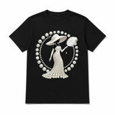 Women Elegant Pearl Lady Graphic Print T?Shirt, Vintage Silhouette Art Crew Neck Casual Soft Cotton Short Sleeve Tee Top Women Clothing