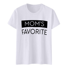 HNMKIU Women's Funny Family Humor Short Sleeve T Shirts for Women Mom's Favorite Day Cute Tops Casual Round Neck Graphic Tee White_001,XXL