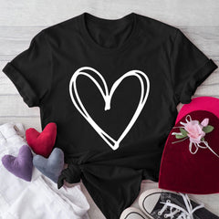 Posijego Valentine's Day Shirt for Women Heart Printed Graphic Tees Summer Short Sleeve Casual Tops