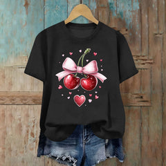 Womens Valentines Tshirts Cute Love Valentine Day Graphic Tees Summer Short Sleeve Casual Tees Pullover, 2XL Black