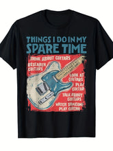 Funny Guitar Lover T?Shirt, Things I Do In My Spare Time Retro Electric Guitar Graphic Tee, Unisex Crew Neck Short?Sleeve Casual T?shirt For Music Fans