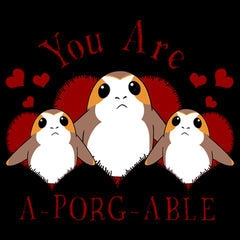 Men's Star Wars Valentine's Day You Are A-Porg-Able Graphic Tee Black 2X Large