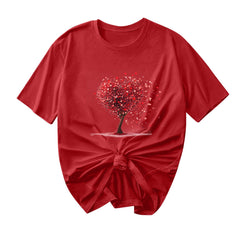 BiZtdJrK T Shirts for Women Love Heart Graphic Short Sleeve Tee Tops Summer Fashion T Shirt Valentine Day Holiday Tees Red S