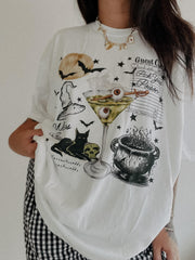 Women’s Vintage Halloween Graphic Short‑Sleeve T‑Shirt, Pick Your Poison Retro Spooky Season Casual Top,Women Clothing
