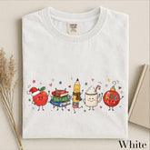 Women’s Cute Christmas Teacher Graphic T‑Shirt, Festive Classroom Holiday Crew Neck Short‑Sleeve Casual Tee with School Character Print