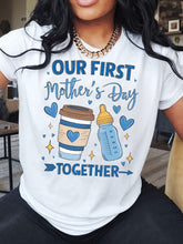 Our First Mother's Day Together T-Shirt | New Mom Coffee and Bottle Graphic Tee