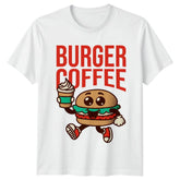 Burger Coffee T-Shirt Fast Food Coffee Lover Birthday Gift For Him And Her