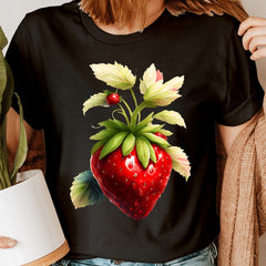 Strawberry Fruit Gifts For Her Vegan Botanical Novelty Womens T-Shirts Top