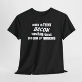 `Funny Bacon Joke Graphic T?Shirt, Humorous Food Quote Men Casual Crew Neck Cotton Short Sleeve Tee Men T shirts
