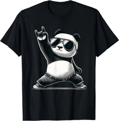 Retro Panda Rock Music Gift Men Kids Women Funny Panda T-Shirt