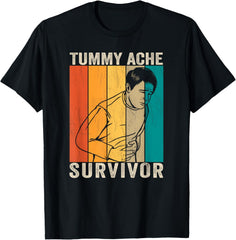 t-shirt Retro Tummy Ache Survivor Funny Saying T-ShirtMen and women can wear, black T-shirts, gifts. Age: M,L,XL 2XL, 3XL, 4XL