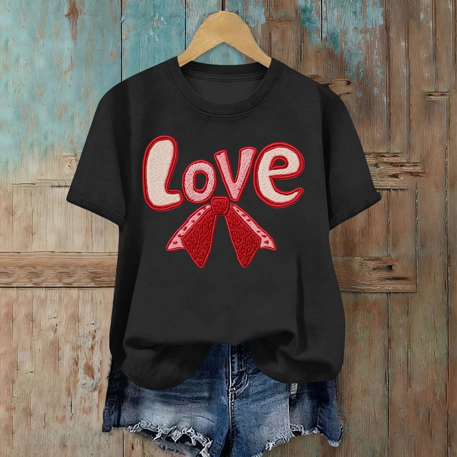 Womens Valentines Graphic Tees Cute Love Valentine Day Tshirts Summer Short Sleeve Casual Tees Pullover, 2XL Black