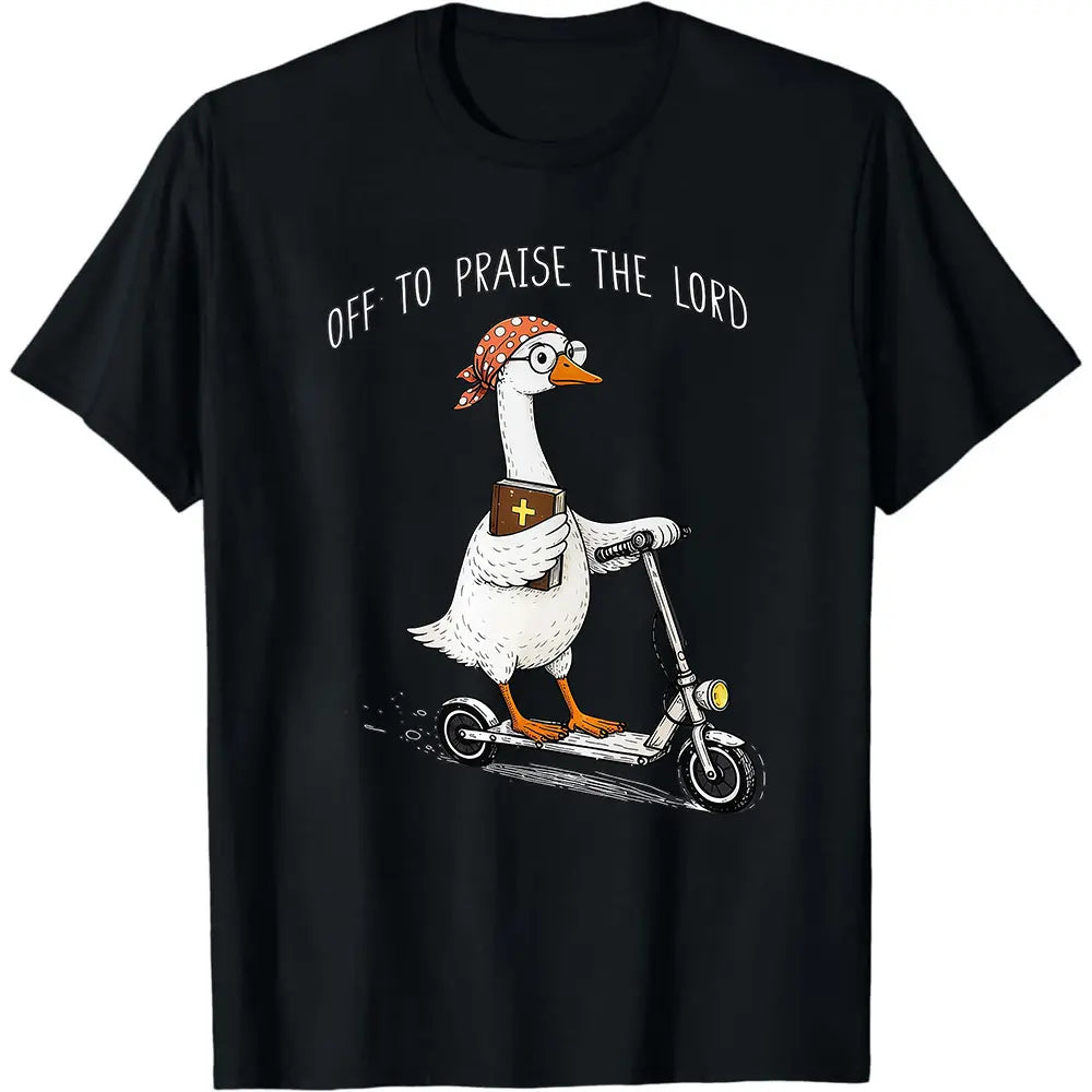 1 piece Christian Shirt, Off To Praise The Lord Shirt, Funny Christian Tee, Goose Lover Gift, Church T-Shirt, Bible Study Tee
