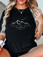 100% Cotton Faith Can Move Mountains Christian God Jesus Bible Verse T-Shirt