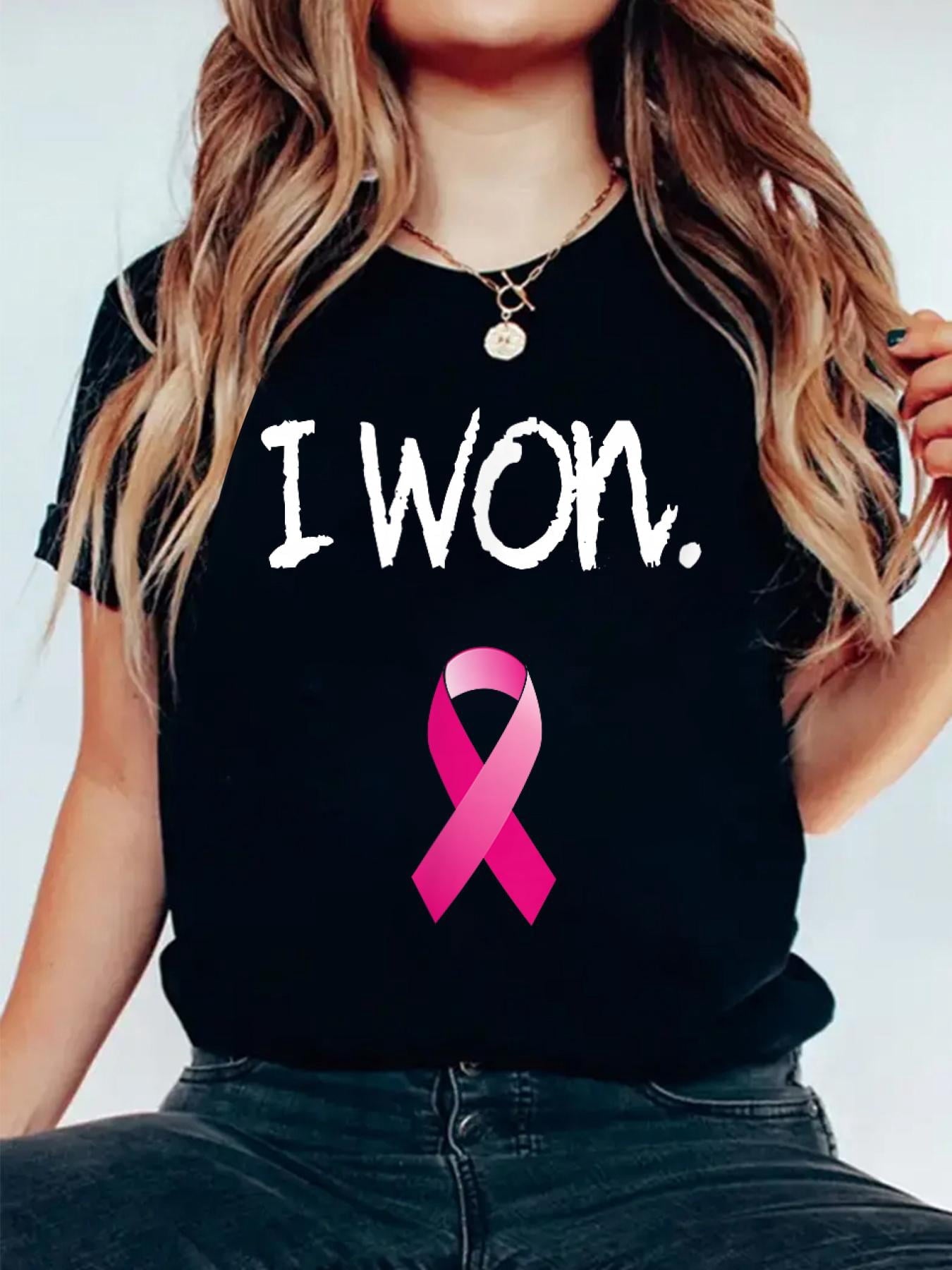 Cotton Survivor Breast Cancer Awareness T-Shirt Small Women's Graphic Tee Casual Tops