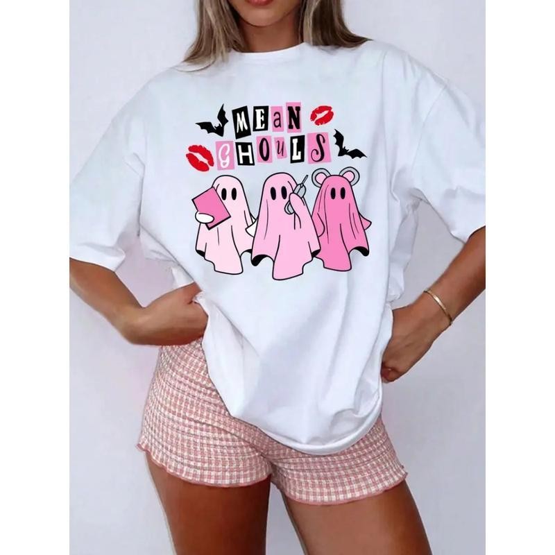 Halloween TShirt - Cute Ghosts with Mean Lips Red Lips Design