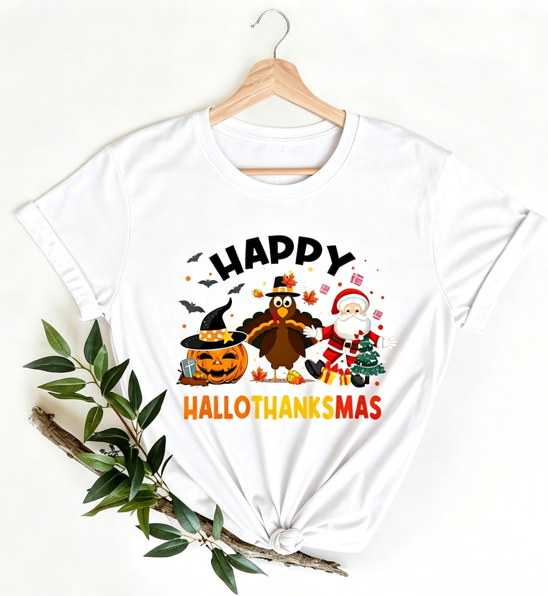 Fashion Plus Size Women's Casual T-Shirt with Halloween, Thanksgiving, and Christmas Prints Tees Tops Holiday gift For Family And Friends