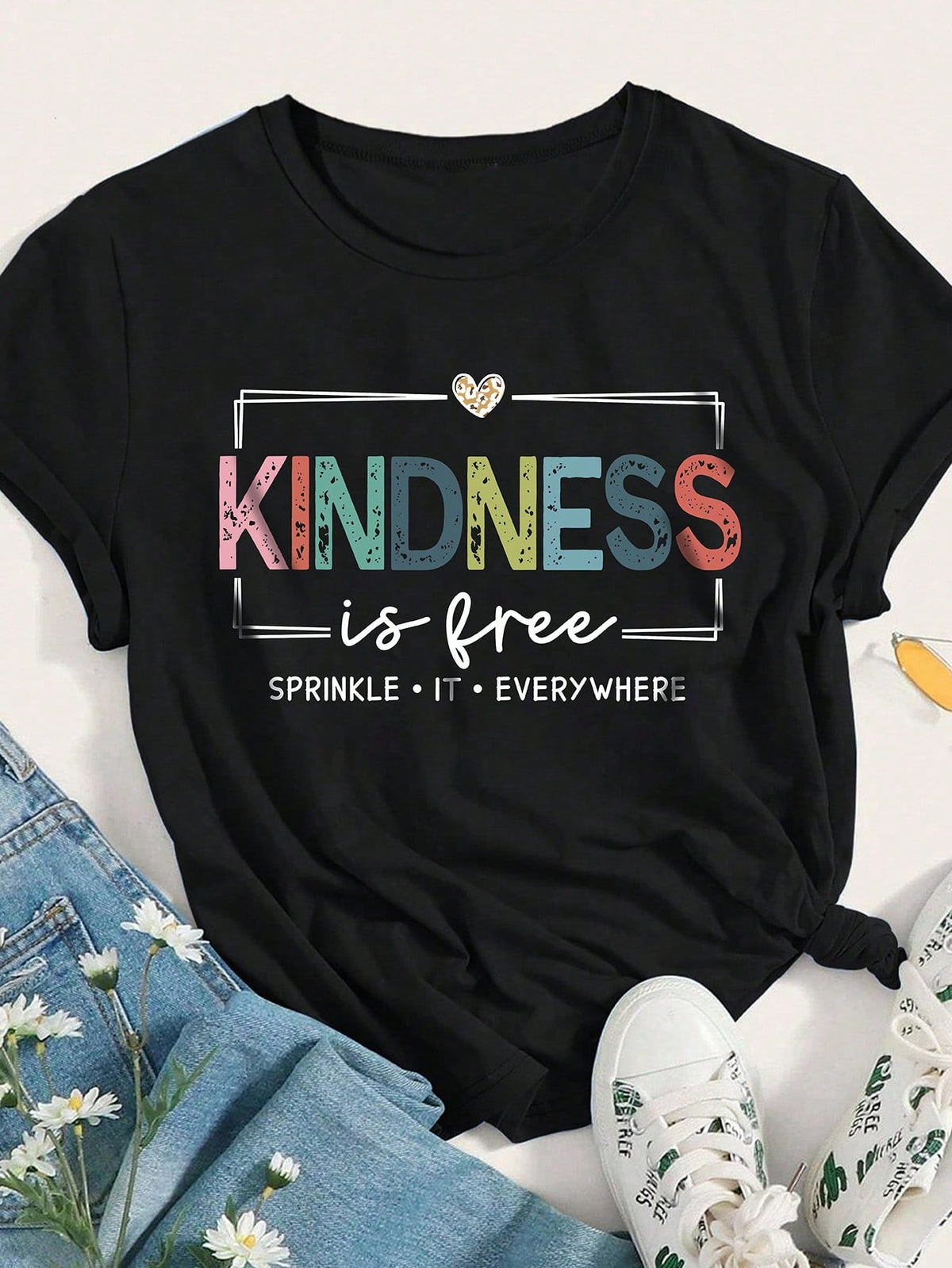 Kindness Is Free Printed Plus Size T-Shirt