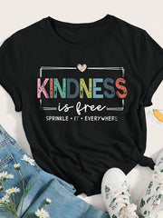 Kindness Is Free Printed Plus Size T-Shirt