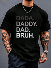Dada Daddy Dad Bruh Funny Husband Dad Father's Day Mens T-Shirt Print T-Shirt Casual Crew Neck Short Sleeve Comfort Tee Top For Spring & Summer Men's Clothing