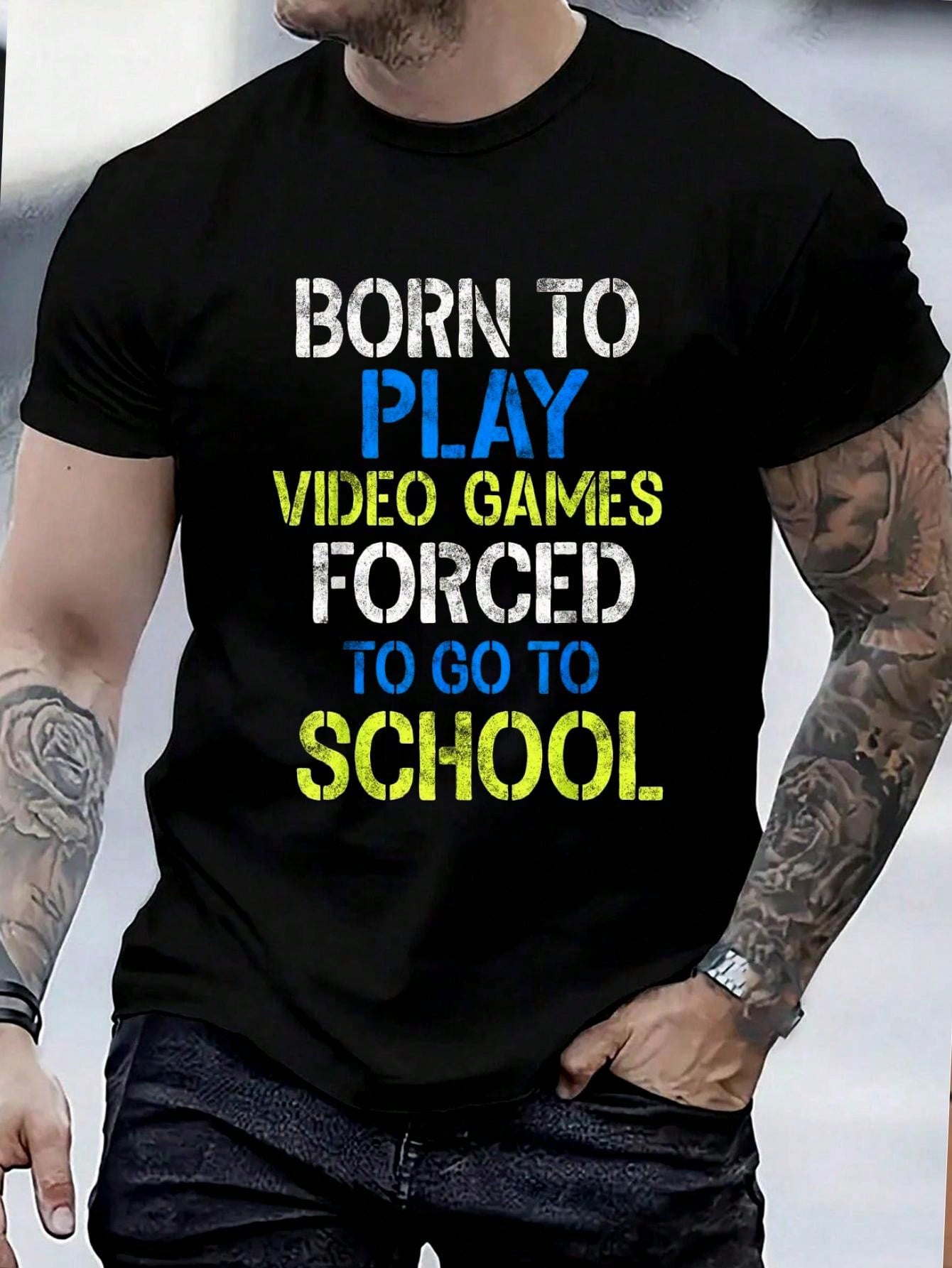 Born To Play Video Games Shirt Funny Video Gamer Gift Gaming T-Shirt Women's Men's Graphic Tee Causal Tops Fashion Tshirt Short Sleeve T-Shirt