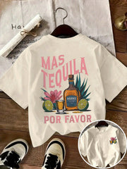 INAWLY Womens Margarita Cocktail Lemon Flower Print Tee Crew Neck Summer Top