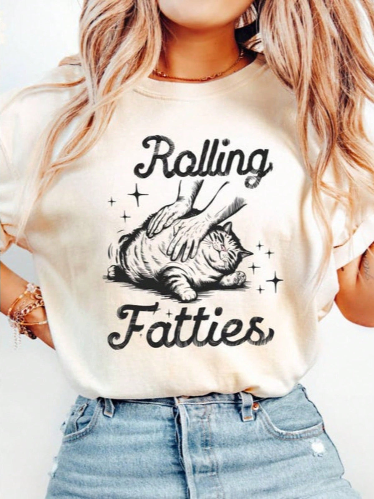 Rolling Fatties Cat T-Shirt,Cat Graphic Shirt,Cat Lovers Gift, Lover Shirt, Unhinged Shirt,Funny Shirts For Women Unisex