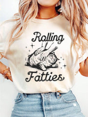 Rolling Fatties Cat T-Shirt,Cat Graphic Shirt,Cat Lovers Gift, Lover Shirt, Unhinged Shirt,Funny Shirts For Women Unisex