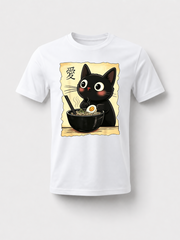 [100% Cotton] Trendy Graphic Funny T-Shirt - Funny Cat Ramen Graphic Tee Japanese Kawaii Anime Cat T-Shirt - Men Women Loose Sports T-Shirt Golf Gift T-Shirt For Men And Women