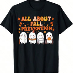 Fall Prevention Ghost Nurse Funny Professional Autumn Graphic Tee