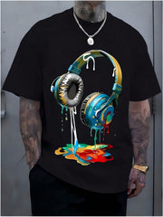 Man' Colorful Headphone Paint Print  TShirt