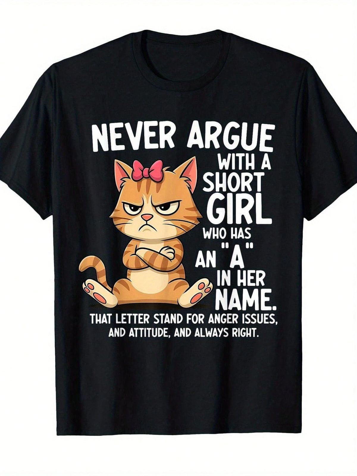 Angry Cartoon Cat Pattern T-Shirt- Designed For Cat Lovers