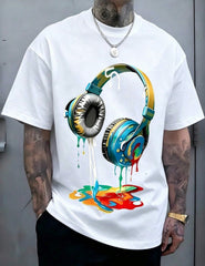 Man' Colorful Headphone Paint Print  TShirt