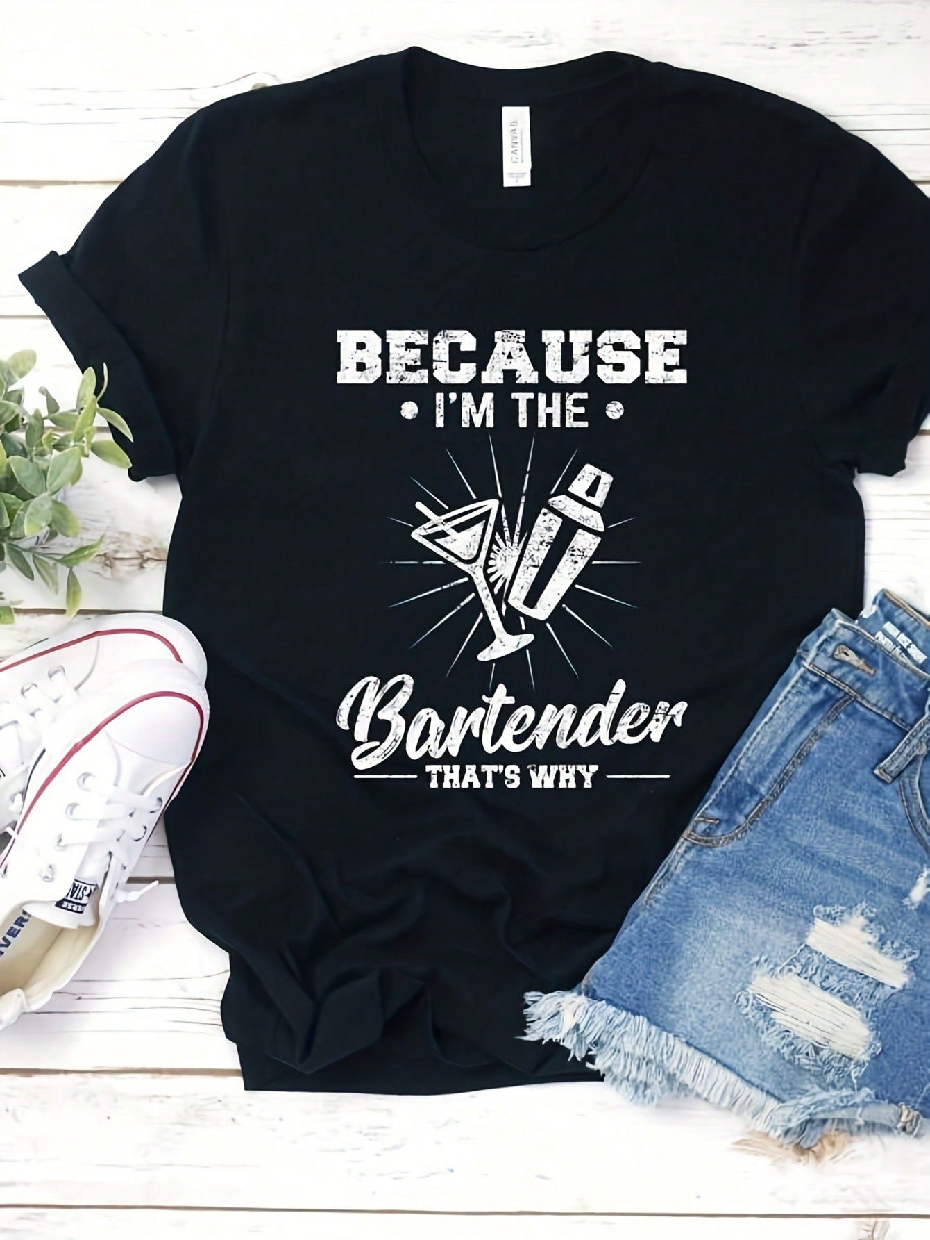 Bartender Gift Tee Black Crew Neck Short Sleeve Unisex Bartender Apparel Top