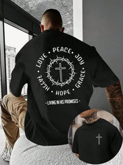 Mens Clothes Streetwear, Christian Faith Cross Crown Of Thorns Graphic Tee, Casual Daily Wear Summer Spring, Gift For Religious Men Boyfriend Husband