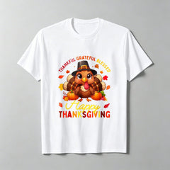 Thanksgiving Turkey Print T-Shirt, Soft And Comfortable,And Versatile
