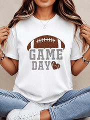 Distressed Football GAME DAY Graphic Tees Women, Sport Theme Short Sleeve T Shirts