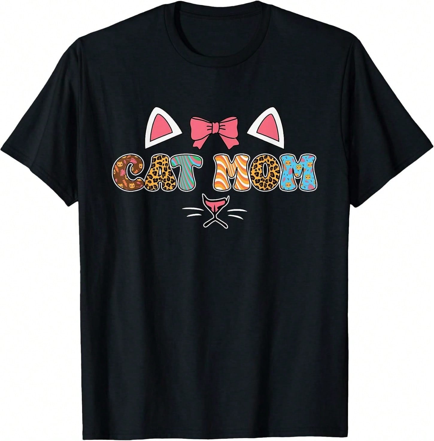 Women's T-Shirt With " CAT MOM" Lettering, Cat Lover T-Shirt