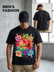 Teacher Appreciation T-Shirt Women's/Men's Colorful Apple Graphic "Inspire Minds Teach Love Mentor Difference Maker" Short Sleeve Crew Neck Tee