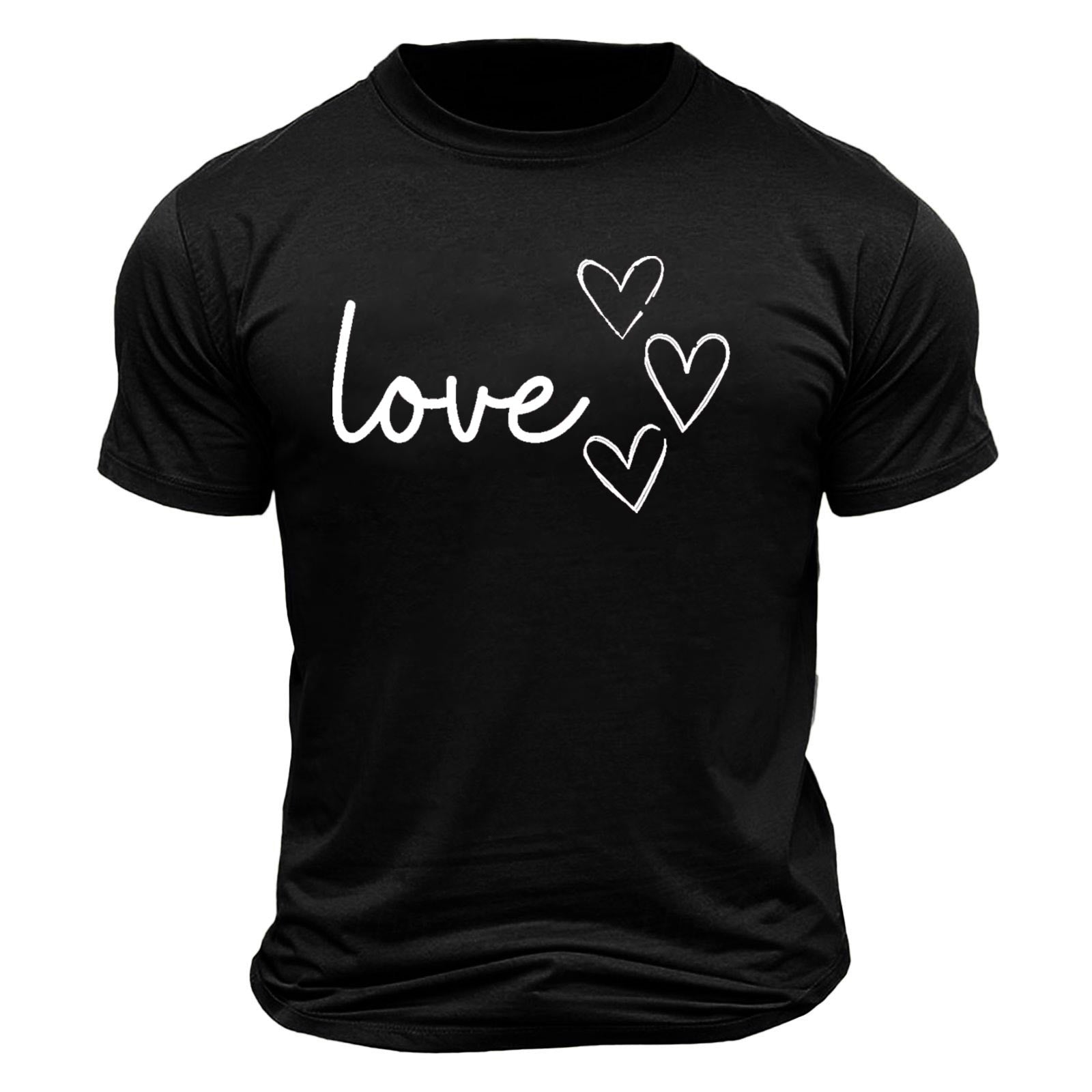 hotojiny Mens Valentine's Day T Shirts Casual Summer Short Sleeve Fashion Tees Breathable Graphic Shirt for Men Women