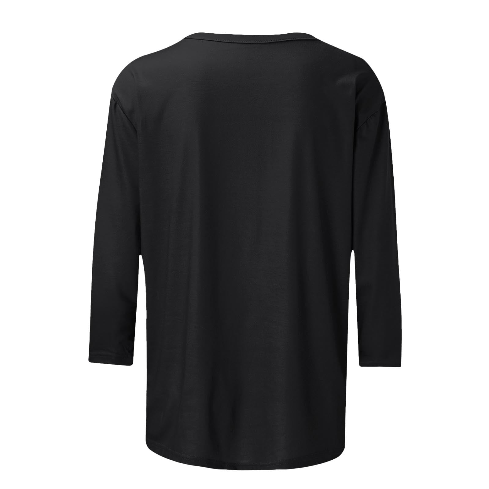 Guluxicc Shirts for Women Casual Crewneck 3/4 Length Sleeve Tees Valentine's Day Graphic Print Tops, Black, 5XL