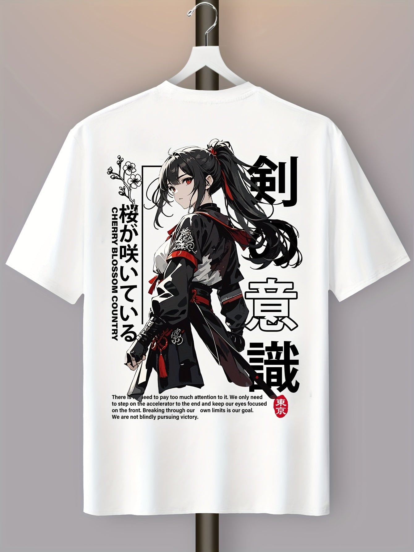 Men's Back‑Print Anime Girl Graphic T‑Shirt, Japanese Manga Streetwear Fashion Casual Summer Tee Men Tshirts