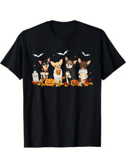 Funny Pumpkin Ghost Chihuahua Halloween Chihuahua Dog Mom T-Shirt, 100%, Gift for Men Women Dad Mom Friends, S-XXXL, Black Same Style for Men And Women 2025 Summer Short-Sleeved Printed T-Shirt Pure 220G