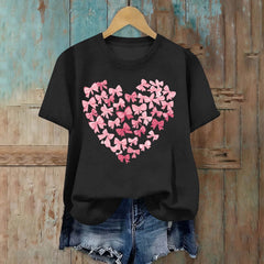 Womens Valentines Tshirts Cute Heart Valentine Day Graphic Tee Tops Summer Short Sleeve Casual Tees Pullover, 2XL Black