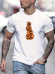 Halloween Pumpkin Pattern Casual Short-Sleeve TShirt