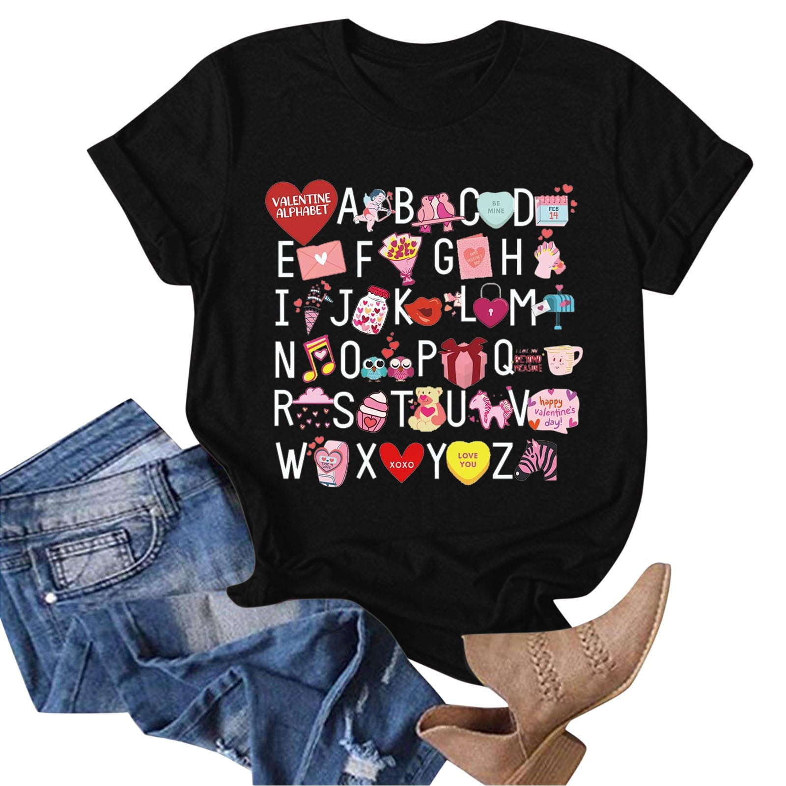 MuXiKeJi Clothes Valentines Shirts for Women Valentines Day Tshirt Love Heart Graphic Tee Tops
