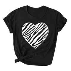loopsun Summer Tops for Womens,Fashion Women Valentine's Day Print Short Sleeve T-shirt Novelty Graphic Tops Black XXL