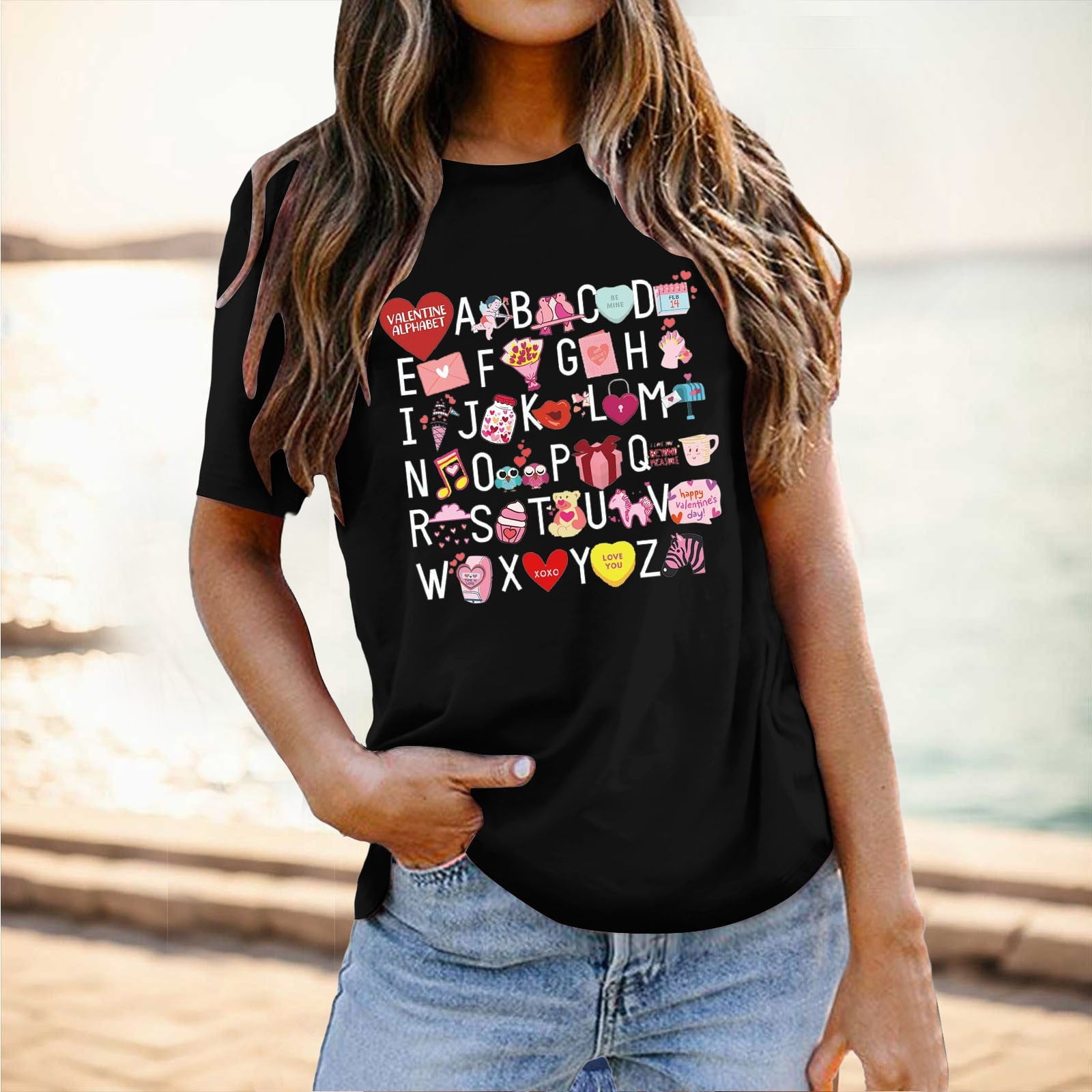 MuXiKeJi Clothes Valentines Shirts for Women Valentines Day Tshirt Love Heart Graphic Tee Tops