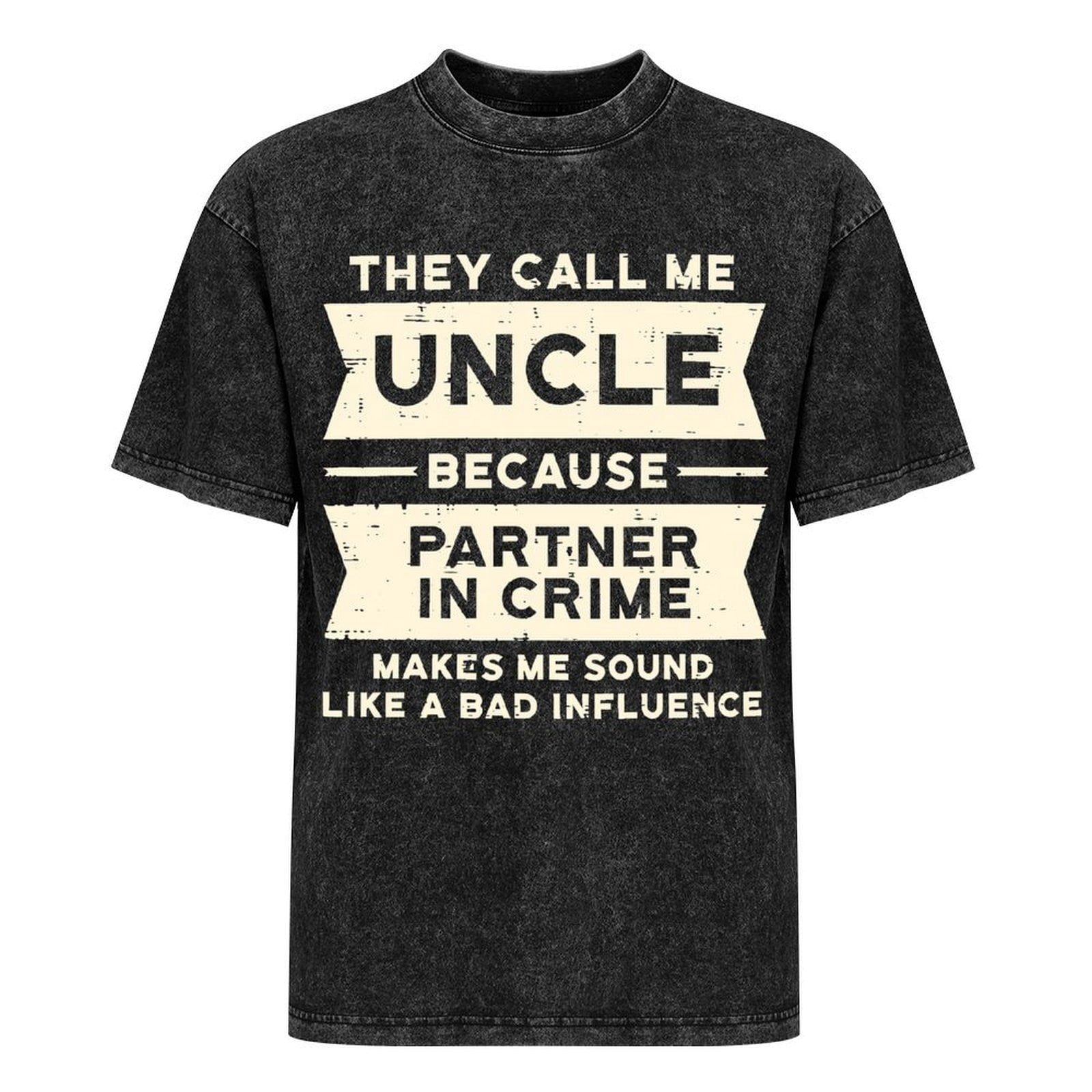 Men's Funny Uncle Crime Partner Slogan T-Shirt - 100% Breathable Retro Streetwear Tee With Partner In Crime Saying, Loose Fit Casual Short Sleeve Shirt For Daily Wear Washed Tee